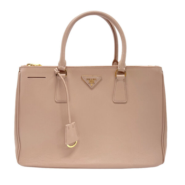 n0217 1 Prada Shoulder Bag Leather Pink Beige