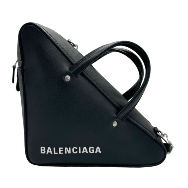 n0231 1 Balenciaga Leather Triangle Duffle Bag Black