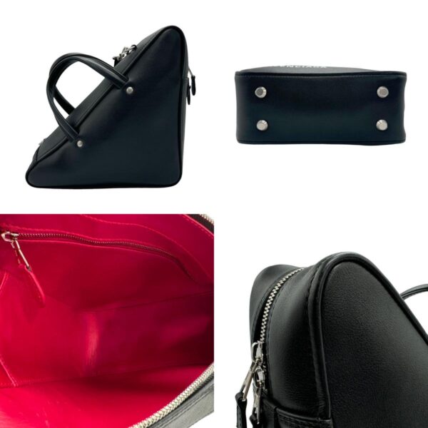 n0231 3 c Balenciaga Leather Triangle Duffle Bag Black