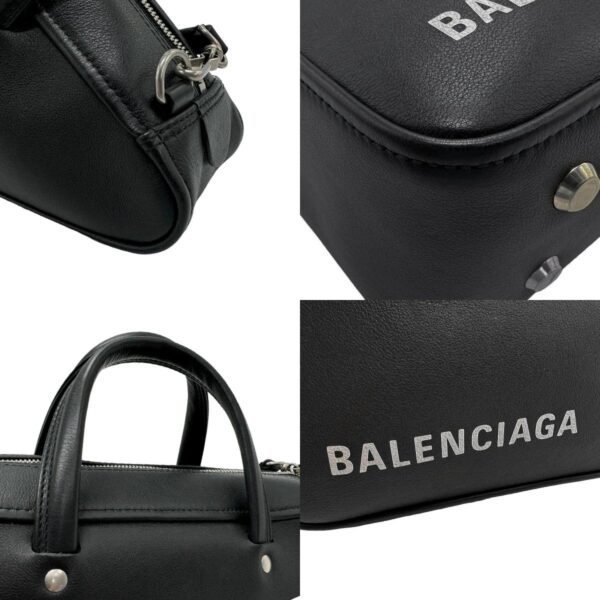 n0231 7 c Balenciaga Leather Triangle Duffle Bag Black