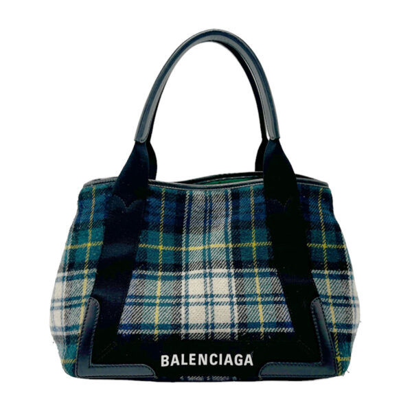 n0240 1 Balenciaga Wool Tote Bag Green Blue Multicolor