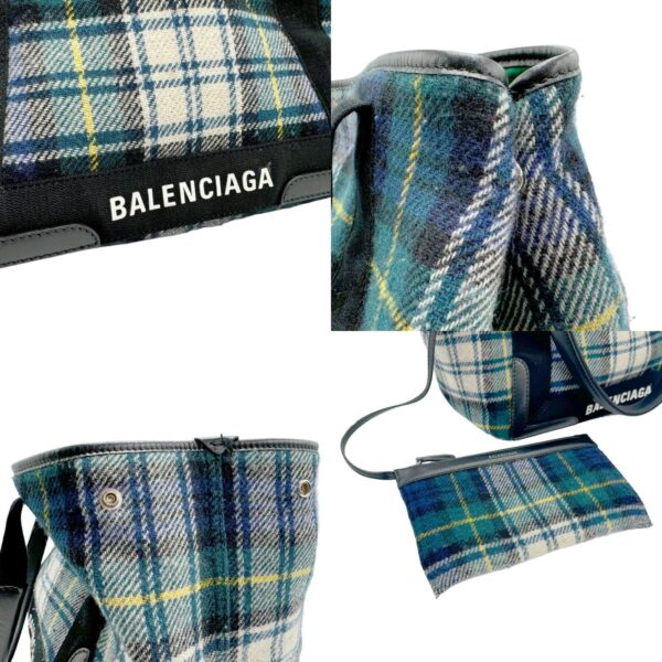 n0240 10 c Balenciaga Wool Tote Bag Green Blue Multicolor