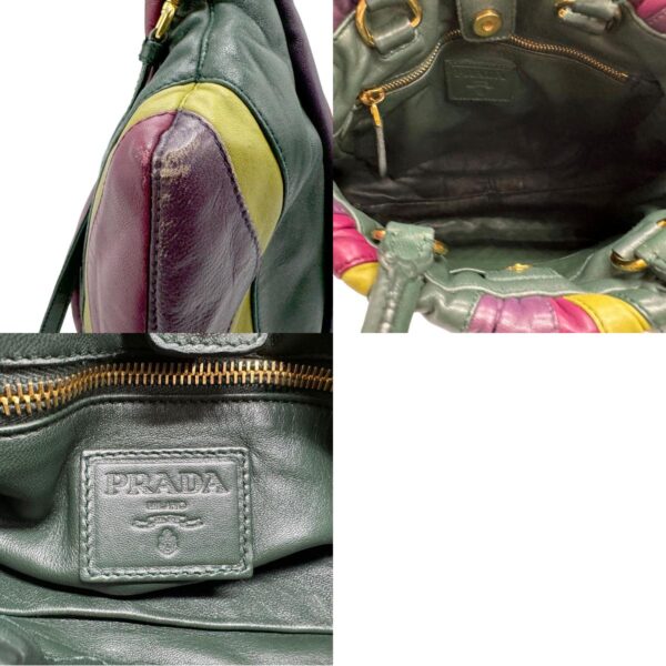 n0242 14 c Prada Shoulder Bag Leather Green Purple