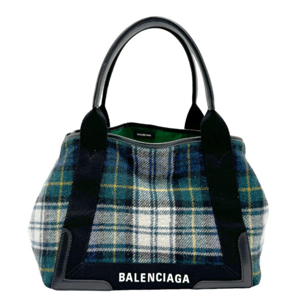 n0259 1 Balenciaga Wool Tote Bag Green Black Multicolor