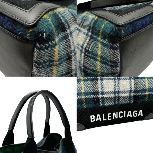 n0259 10 c Balenciaga Wool Tote Bag Green Black Multicolor