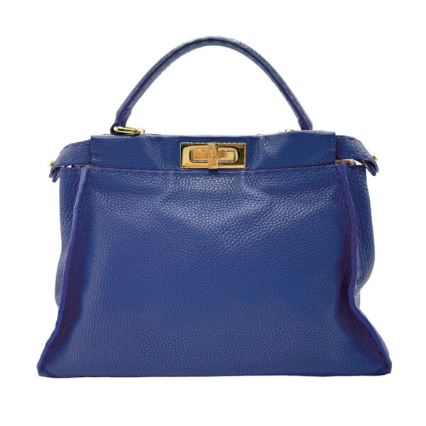 n0278 1 Fendi Peekaboo Regular Shoulder Bag Selleria Leather Blue