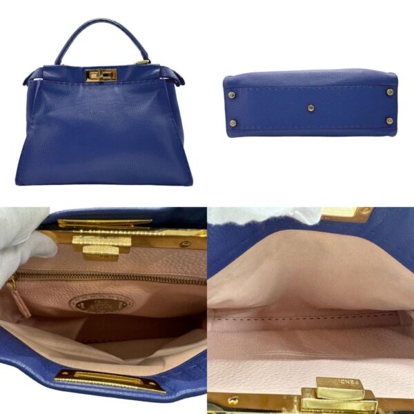 n0278 3 c Fendi Peekaboo Regular Shoulder Bag Selleria Leather Blue