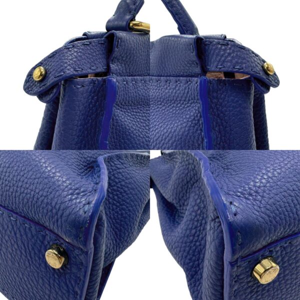 n0278 7 c Fendi Peekaboo Regular Shoulder Bag Selleria Leather Blue