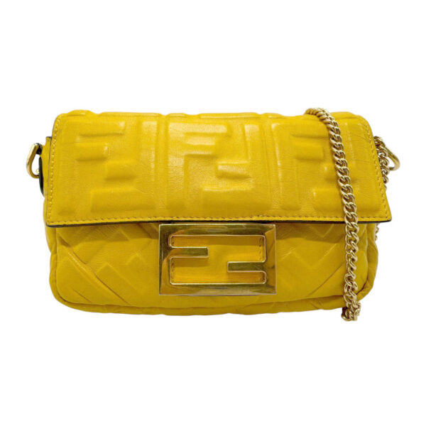 n0361 1 Fendi Baguette Mini Handbag Leather Yellow