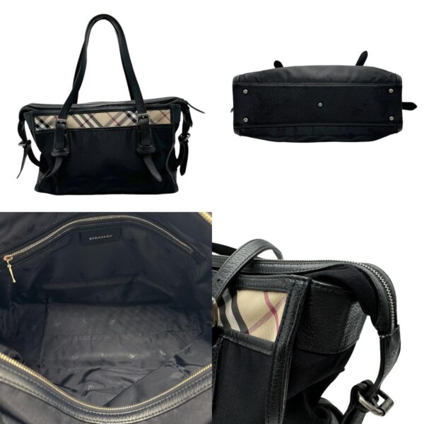 n0371 3 c Burberry Jacquard Leather Shoulder Bag Black