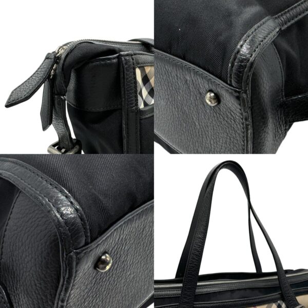 n0371 7 c Burberry Jacquard Leather Shoulder Bag Black