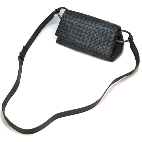 n21 8645 6 Bottega Veneta Shoulder Bag Leather Black Intrecciato Crossbody