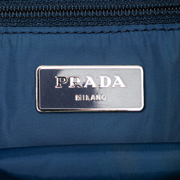 n2zg9xqw6wil6w69 7 Prada Triangle Plate Eco Nylon Tote Bag Brown Blue