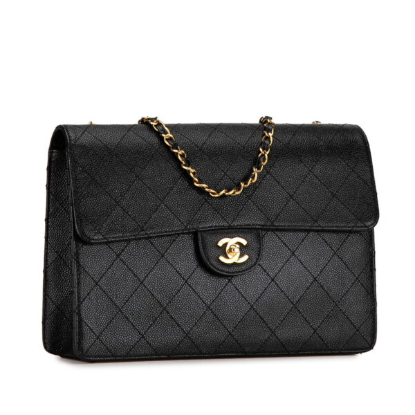 nb2g0y1u7nkgo0iy 2 Chanel 30 Single Flap Chain Bag Caviar Skin Black