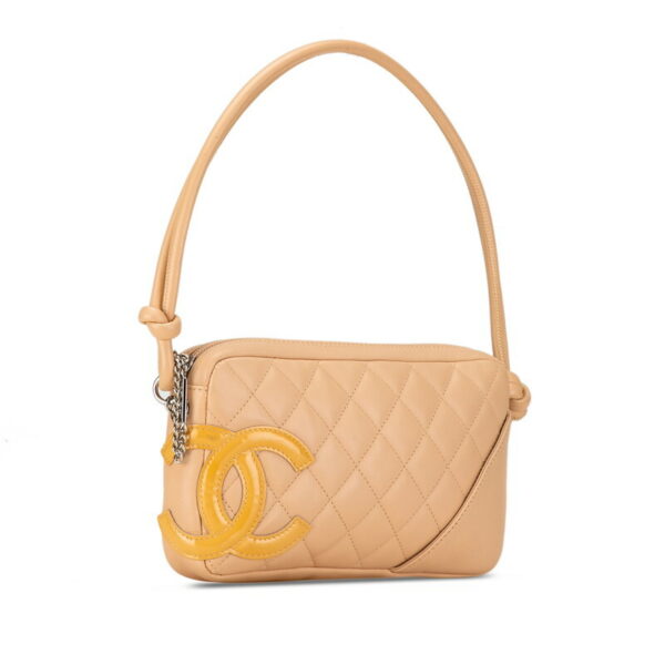 nk2bj4zmbyxrrne6 2 Chanel Matelasse Cambon Line Coco Mark Pouch Beige Yellow