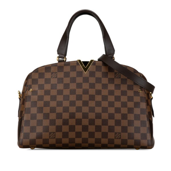 o5r3i32eqywz58n3 1 Louis Vuitton Damier Kensington Bowling Shoulder Bag Brown