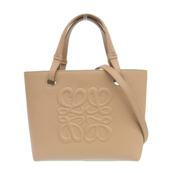 ob1433 1 Loewe Inflated Anagram Tote Mini Bag Leather Camel