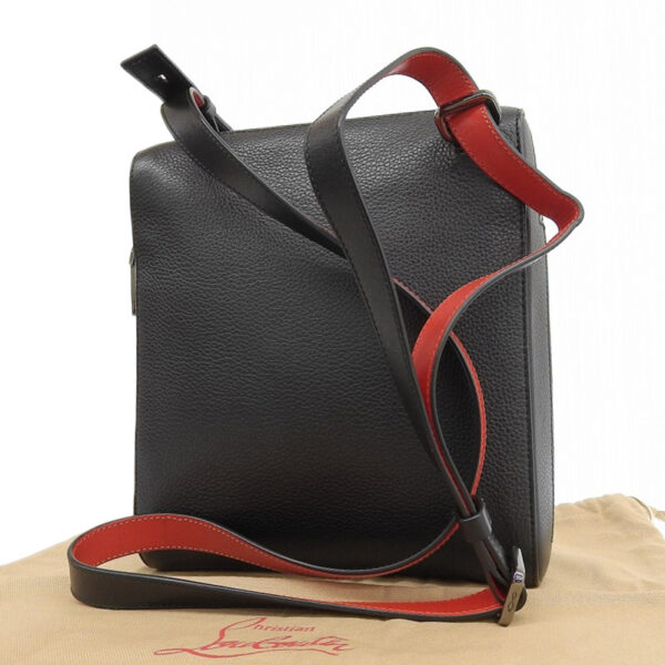 ob1675 2 Christian Louboutin Bench Reporter Shoulder Bag Studs Leather Black