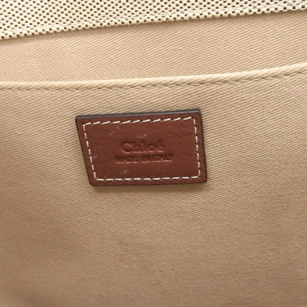 ob1702 7 Chloe Woody Medium Tote Bag Canvas Leather Beige Brown