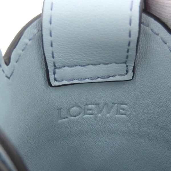 ob1754 7 Loewe Elephant Pocket Anagram Shoulder Bag Leather Blue Iceberg