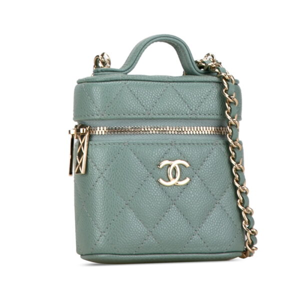 om2w6c5kl32q3v2j 2 Chanel Matelasse Cocomark Crossbody Chain Shoulder Bag Caviar Skin Green