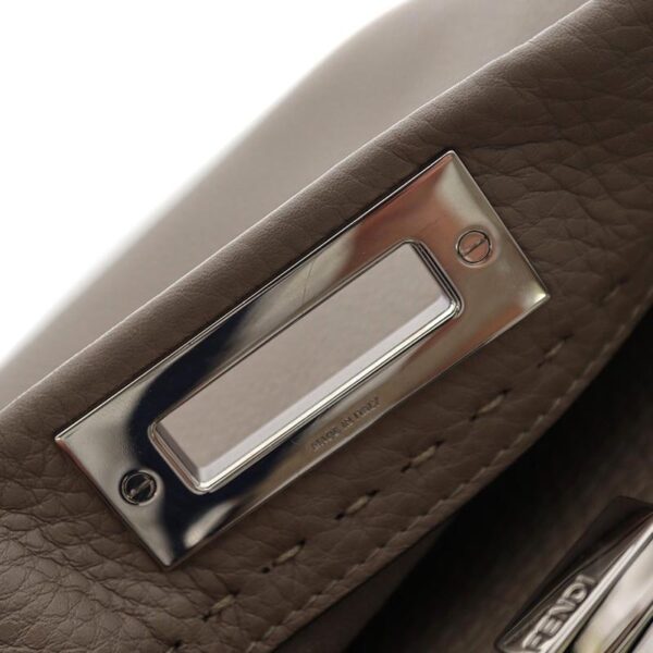 p22 3088 17 Fendi Peekaboo Regular Selleria 2WAY Bag Leather Gray Beige