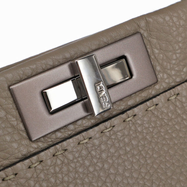 p22 3088 5 Fendi Peekaboo Regular Selleria 2WAY Bag Leather Gray Beige