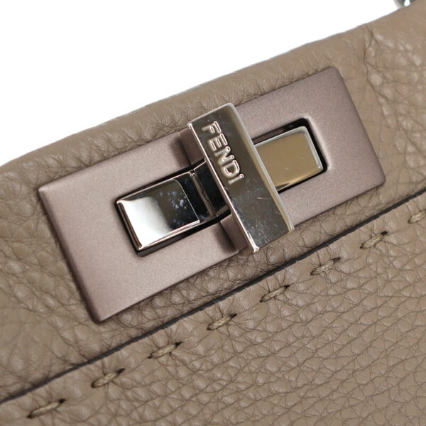 p22 3088 6 Fendi Peekaboo Regular Selleria 2WAY Bag Leather Gray Beige