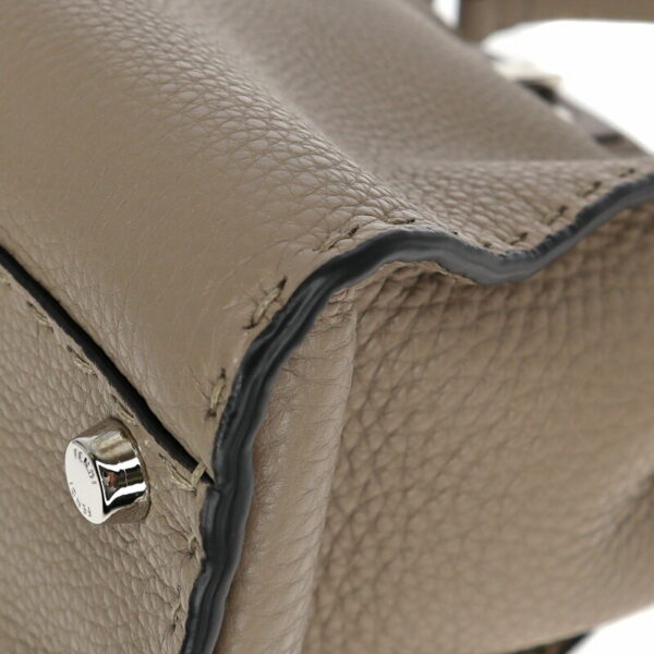 p22 3088 7 Fendi Peekaboo Regular Selleria 2WAY Bag Leather Gray Beige