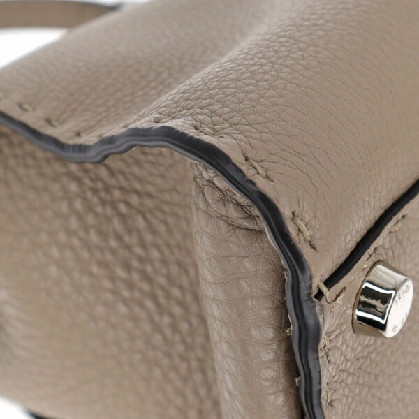 p22 3088 8 Fendi Peekaboo Regular Selleria 2WAY Bag Leather Gray Beige