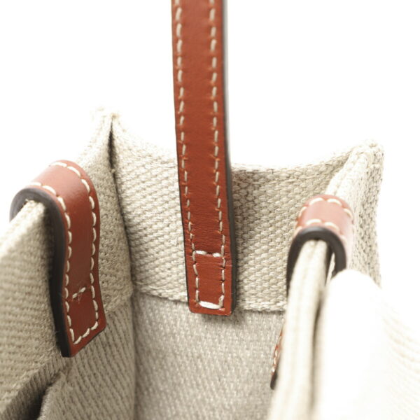 p237i2609 Chloe Woody Mini 2Way Tote Bag Canvas White Brown