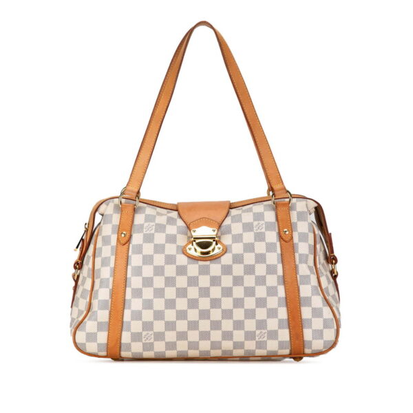 pawmf1acowksdn9n 1 Louis Vuitton Damier Azur Stresa PM Tote Bag White Ivory