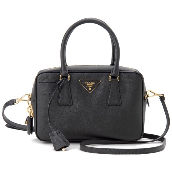 pd1bb113nzvf0002ooo Prada Leather 2WAY Shoulder Bag Black