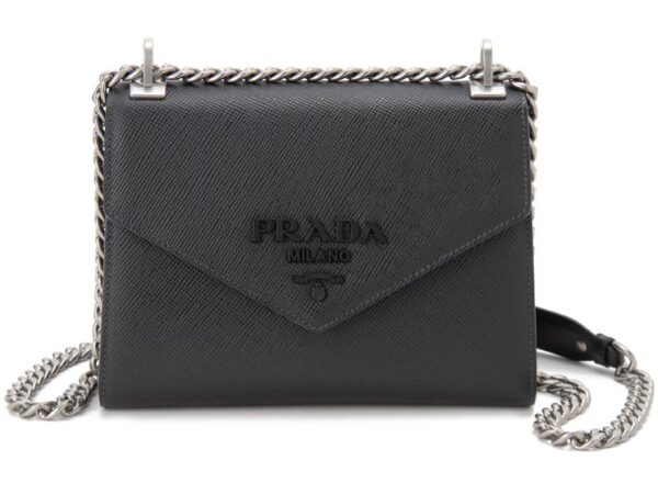 pd1bd1272erxf0632ooo Prada Monochrome Shoulder Bag Black