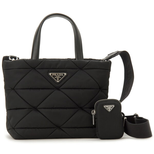 pd1bg373rdjnf0002o1o Prada 2WAY Quilted Shoulder Tote Bag Black