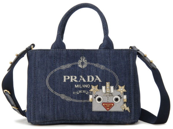 pd1bg4392elyf0008o2o Prada Canapa 2WAY Shoulder Bag Denim