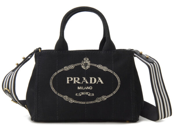 pd1bg439zkif0n12roo Prada Canapa 2WAY Shoulder Bag Black