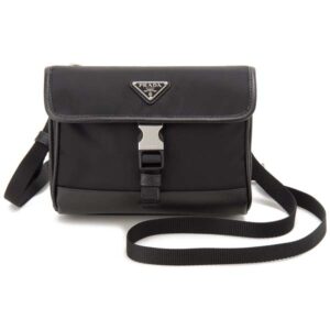 pd2zh108 2bbd f0002 Prada Chain Nylon Shoulder Bag Black