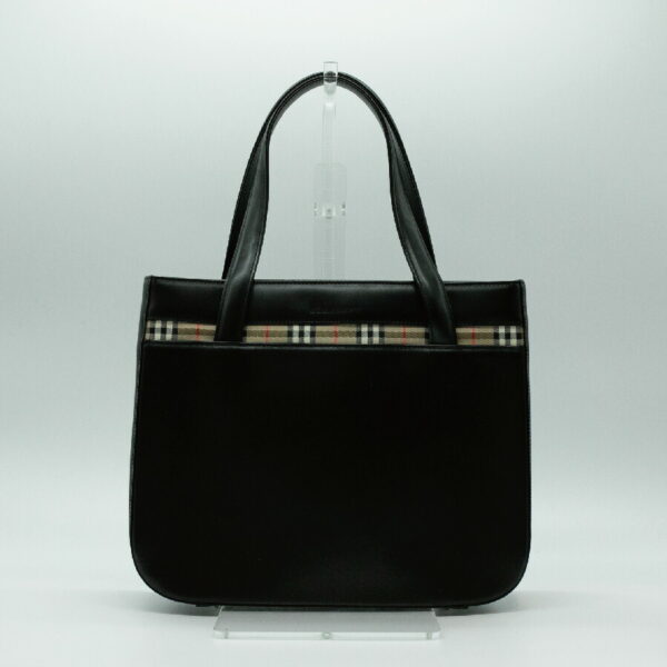 pd341 01 Burberry Canvas Leather Handbag Black