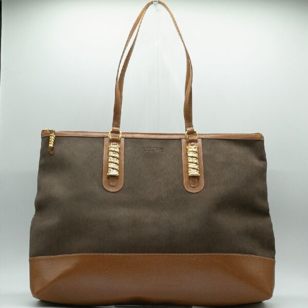 pd368 01 Loewe Velazquez Twist Leather Tote Bag Camel