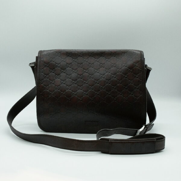 pd370 01 Gucci Guccissima Leather Crossbody Shoulder Bag Brown