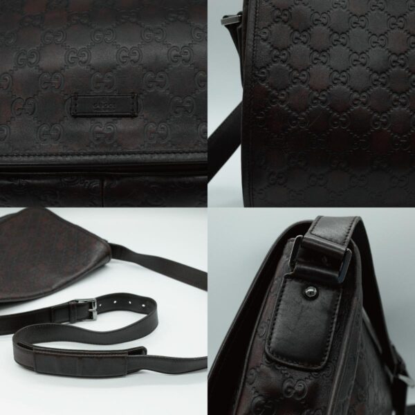 pd370 10 c Gucci Guccissima Leather Crossbody Shoulder Bag Brown