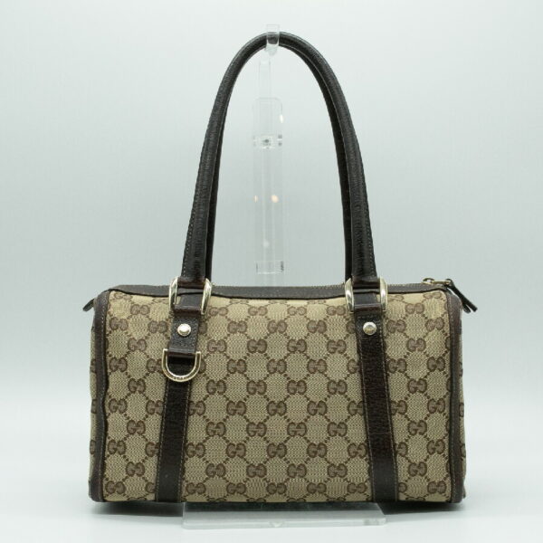 pd373 01 Gucci GG Canvas Leather Bag Brown