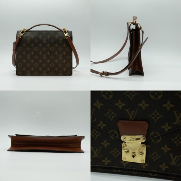 pd409 03 c Louis Vuitton Monceau 28 Monogram Leather Bag Brown