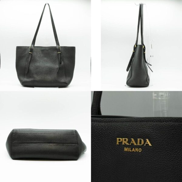 pd424 03 c Prada Tote Bag Shoulder Leather Black