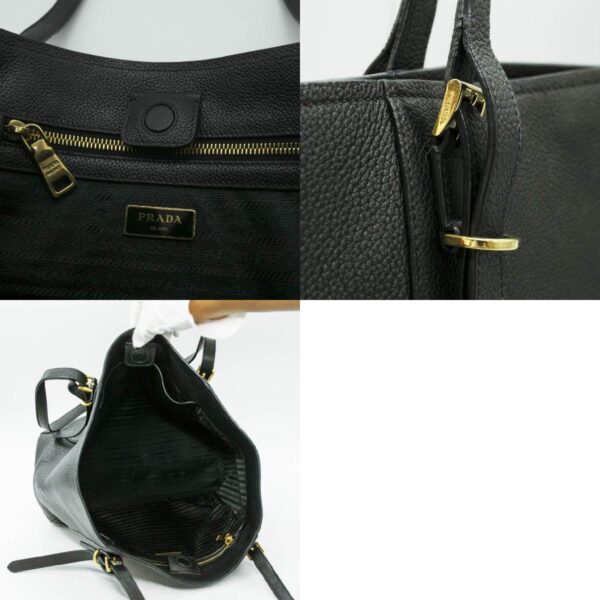 pd424 11 c Prada Tote Bag Shoulder Leather Black