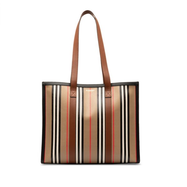 qaoscchlk59dl0sy 1 Burberry Striped Tote Bag Shoulder Bag Brown Black