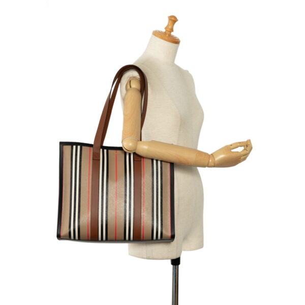 qaoscchlk59dl0sy 9 Burberry Striped Tote Bag Shoulder Bag Brown Black