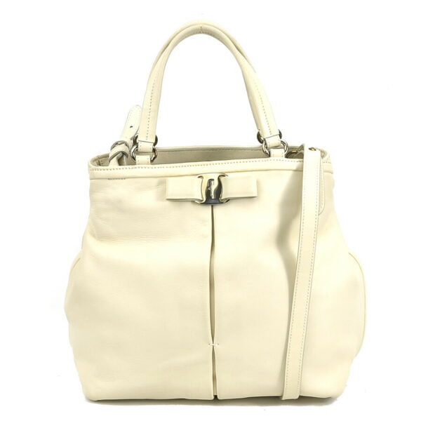 r10051g Salvatore Ferragamo Rose Leather Shoulder Bag Ivory