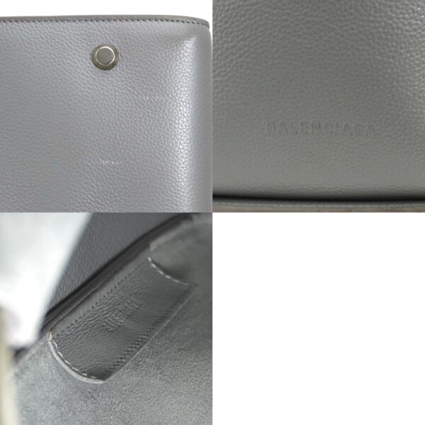 r10114g 13 c Balenciaga Leather North South Shoulder Bag Gray